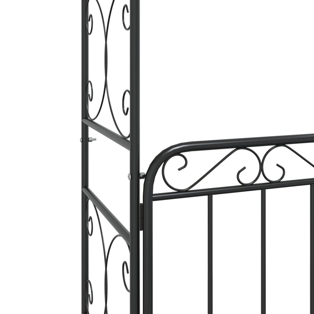 Garden Arch with Gate Black 42.5"x17.7"x92.5" Steel