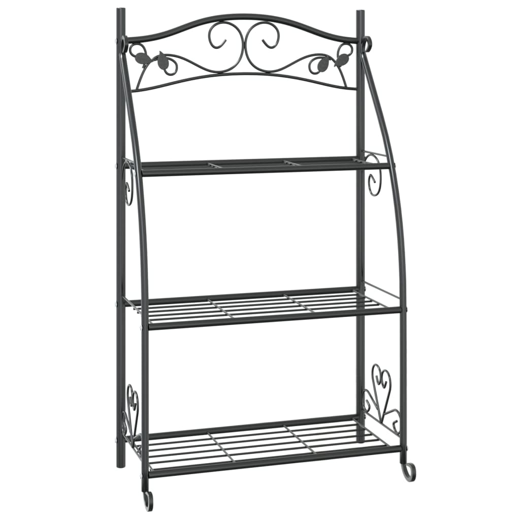 Flower Rack Black 22"x11.8"x37.8" Steel