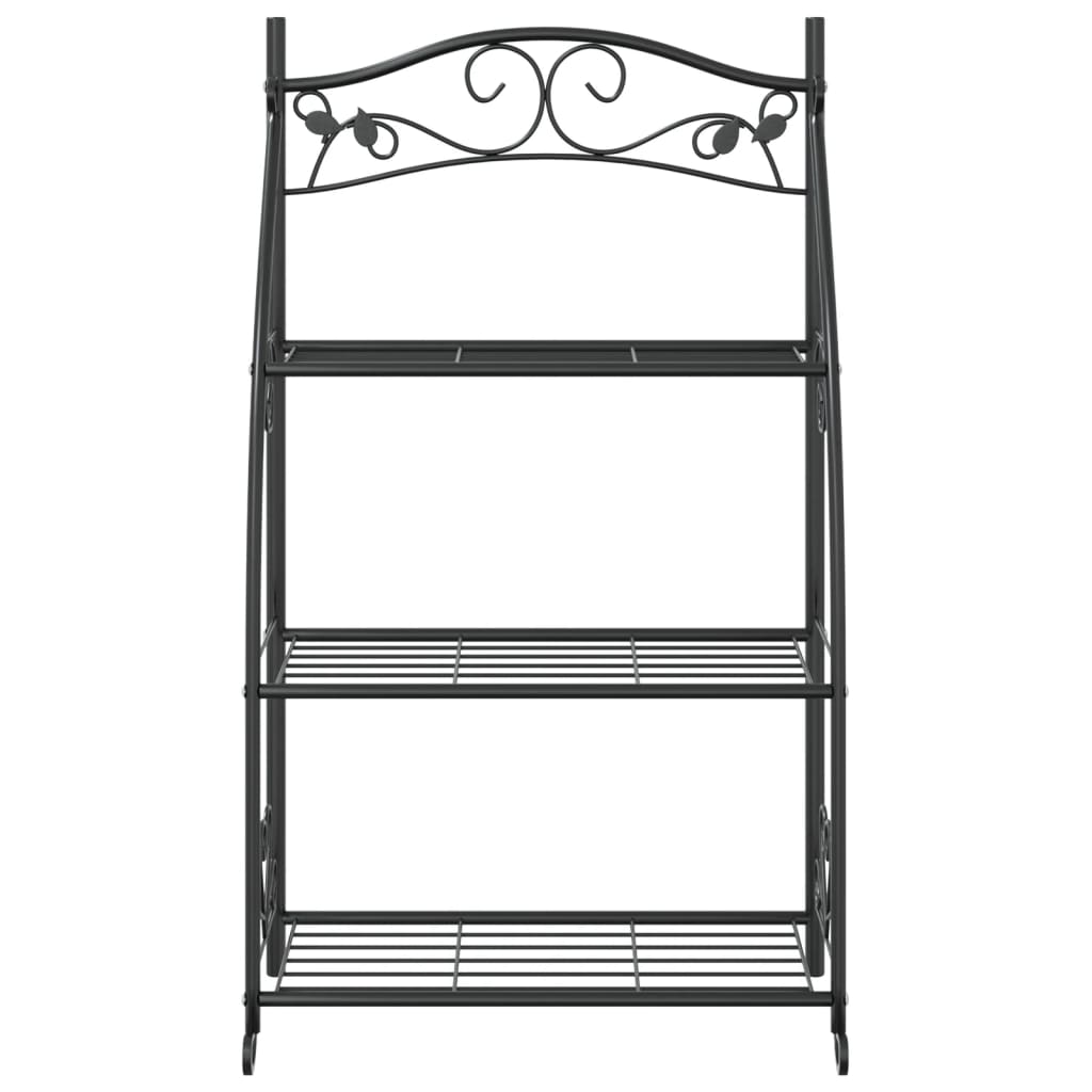 Flower Rack Black 22"x11.8"x37.8" Steel