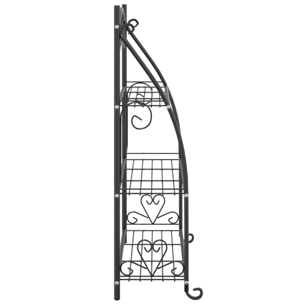 Flower Rack Black 22"x11.8"x37.8" Steel