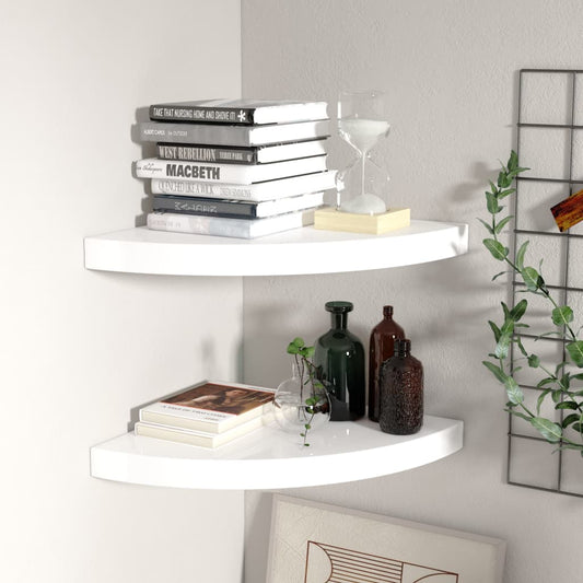 floating-corner-shelves-2-pcs-high-gloss-white-13-8-x13-8-x1-5-mdf At Willow and Wine USA!