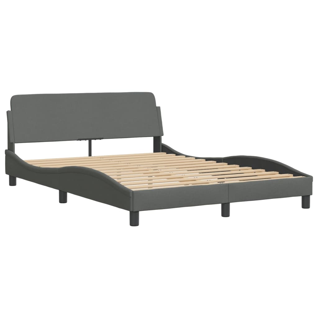 Bed Frame with Headboard Dark Gray 53.9"x74.8" Full Fabric