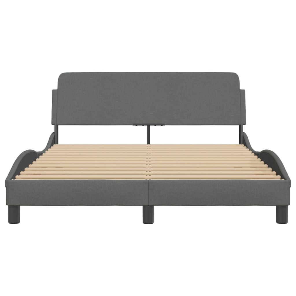 Bed Frame with Headboard Dark Gray 53.9"x74.8" Full Fabric