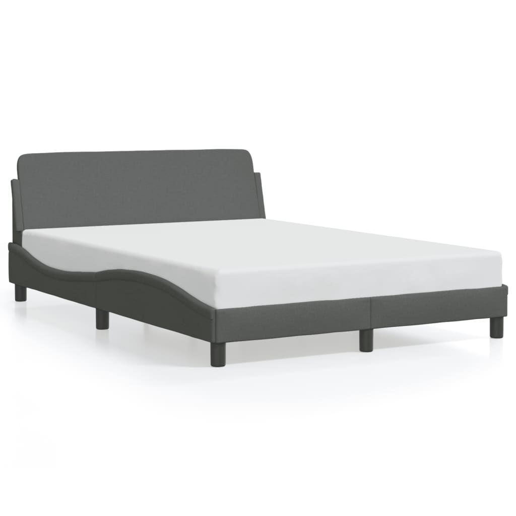 Bed Frame with Headboard Dark Gray 53.9"x74.8" Full Fabric