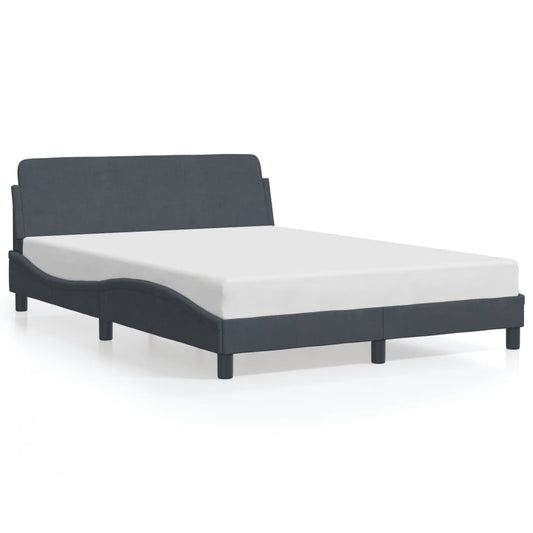 Bed Frame with Headboard Dark Gray 53.9"x74.8" Full Velvet