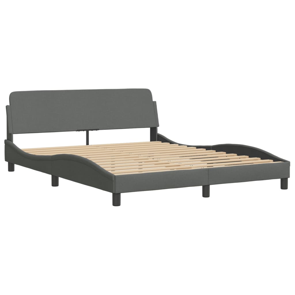 Bed Frame with Headboard Dark Gray 59.8"x79.9" Queen Fabric