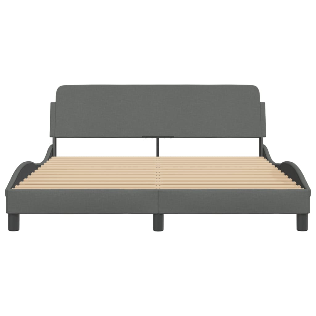 Bed Frame with Headboard Dark Gray 59.8"x79.9" Queen Fabric