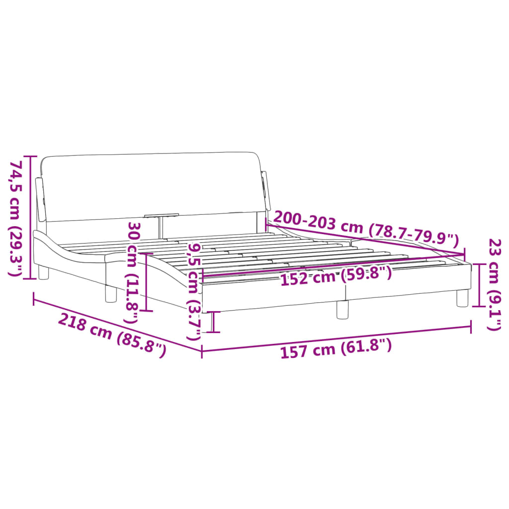 Bed Frame with Headboard Dark Gray 59.8"x79.9" Queen Fabric