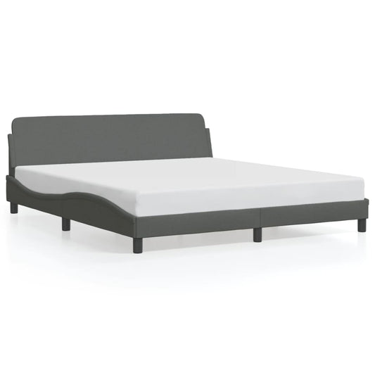 Bed Frame with Headboard Dark Gray 59.8"x79.9" Queen Fabric