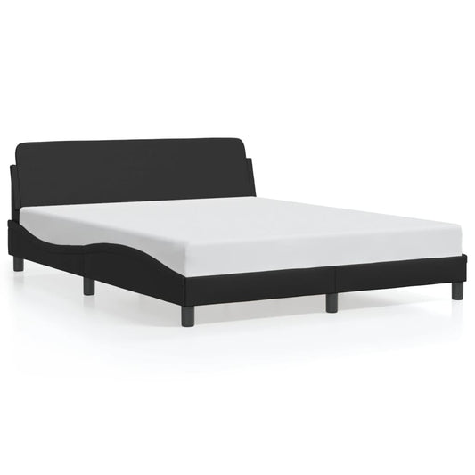 Bed Frame with Headboard Black 59.8"x79.9" Queen Faux Leather