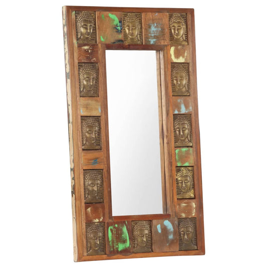 mirror-with-buddha-cladding-19-7-x31-5-solid-reclaimed-wood At Willow and Wine USA!