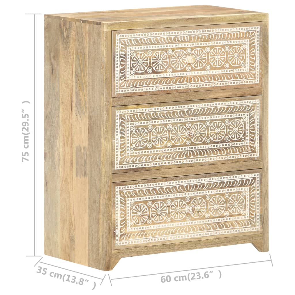 Sideboard 23.6"x13.8"x29.5" Solid Mango Wood