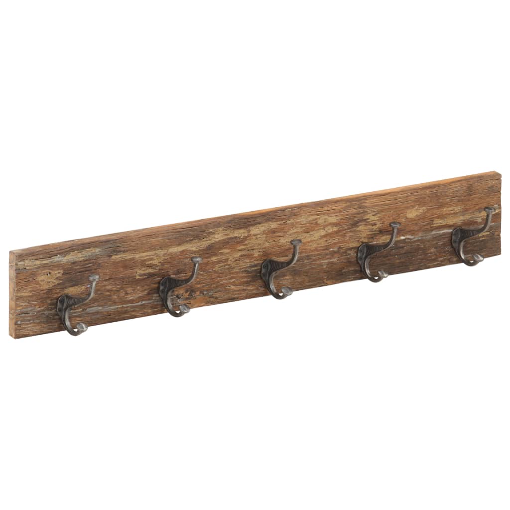 Hall Hanger with 5 Hooks 39.4"x1"x5.9" Solid Reclaimed Wood