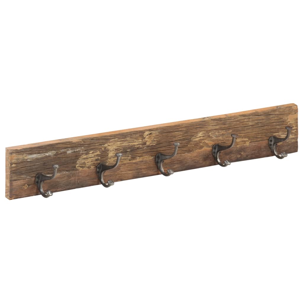 Hall Hanger with 5 Hooks 39.4"x1"x5.9" Solid Reclaimed Wood