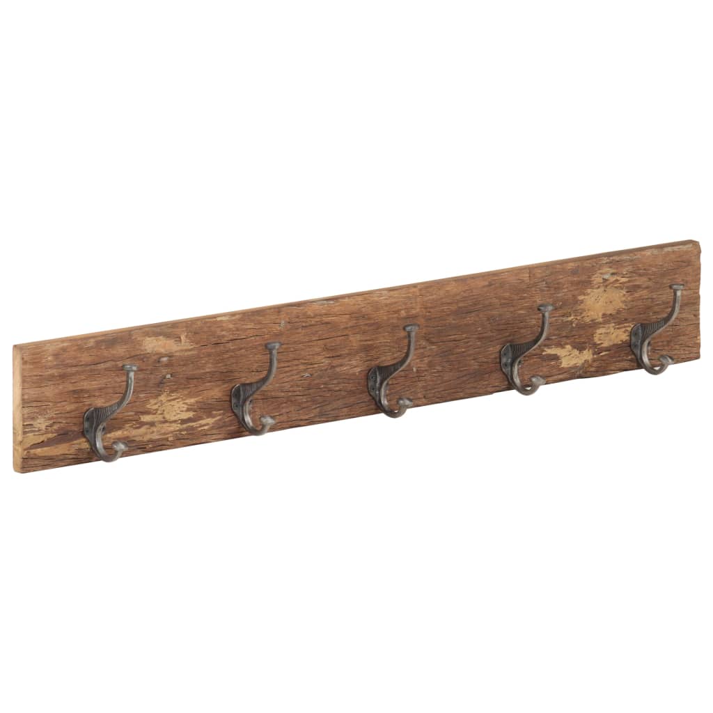 Hall Hanger with 5 Hooks 39.4"x1"x5.9" Solid Reclaimed Wood