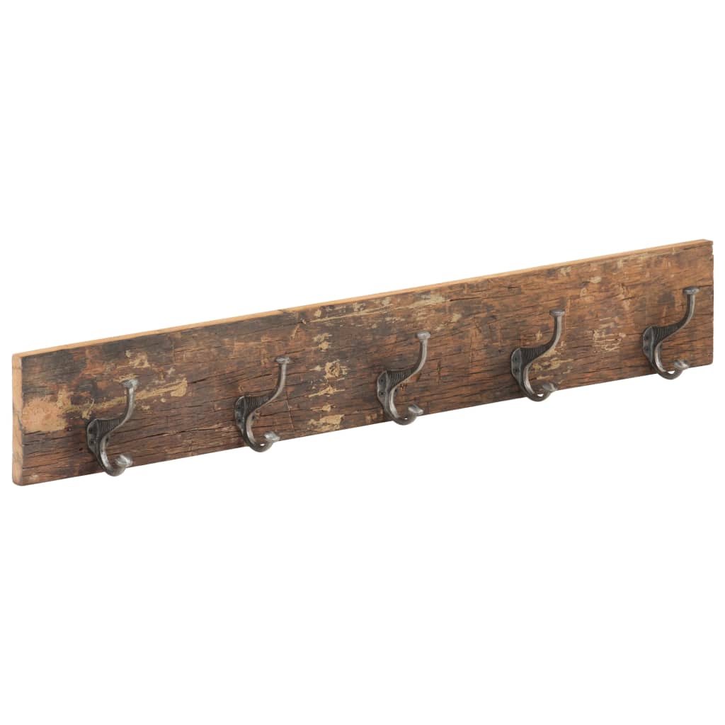 Hall Hanger with 5 Hooks 39.4"x1"x5.9" Solid Reclaimed Wood