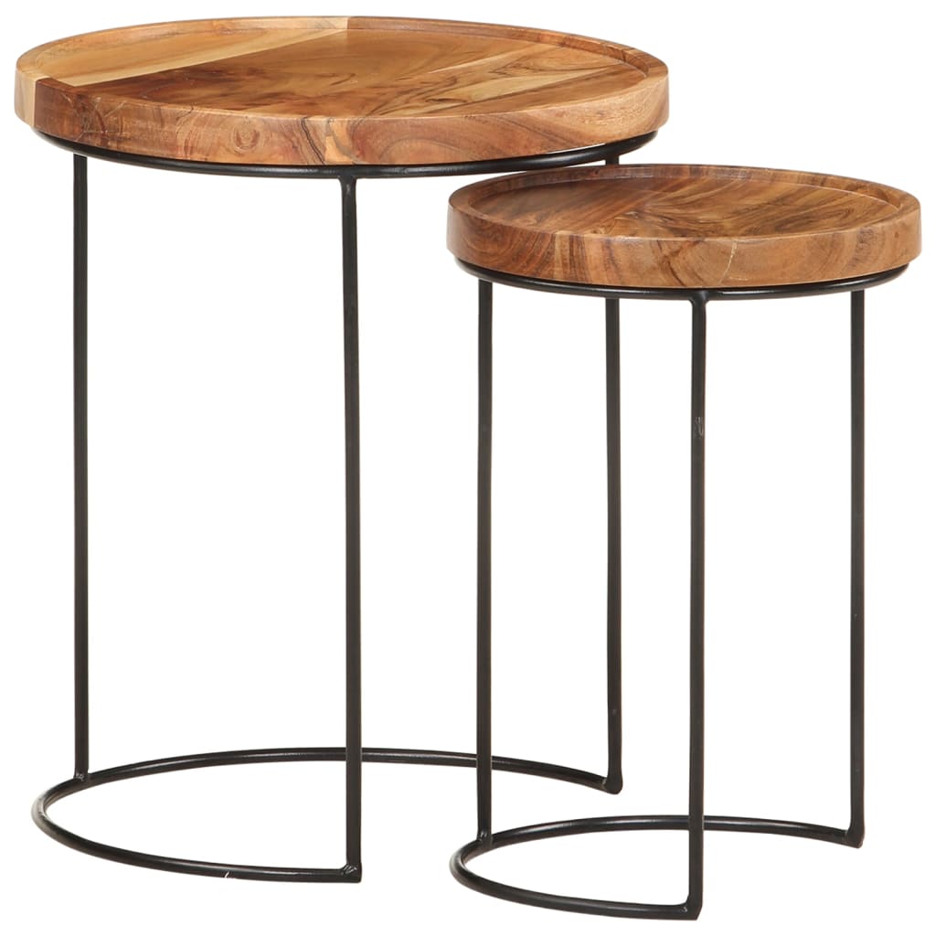 2-piece-coffee-table-set-solid-mango-wood-and-steel At Willow and Wine USA!