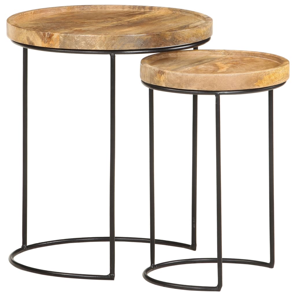 2-piece-coffee-table-set-solid-mango-wood-and-steel At Willow and Wine USA!