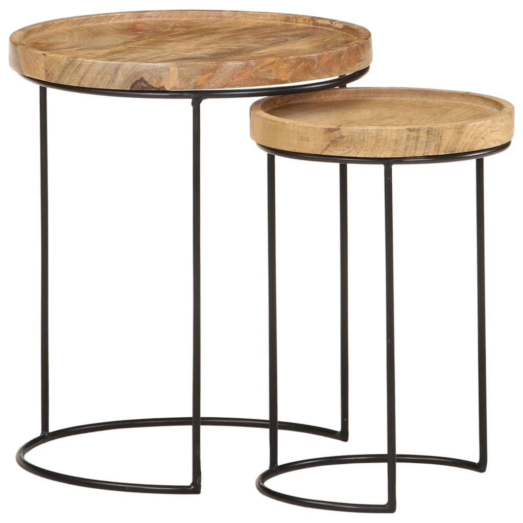 2-piece-coffee-table-set-solid-mango-wood-and-steel At Willow and Wine USA!