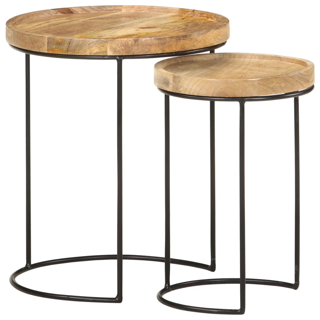 2-piece-coffee-table-set-solid-mango-wood-and-steel At Willow and Wine USA!