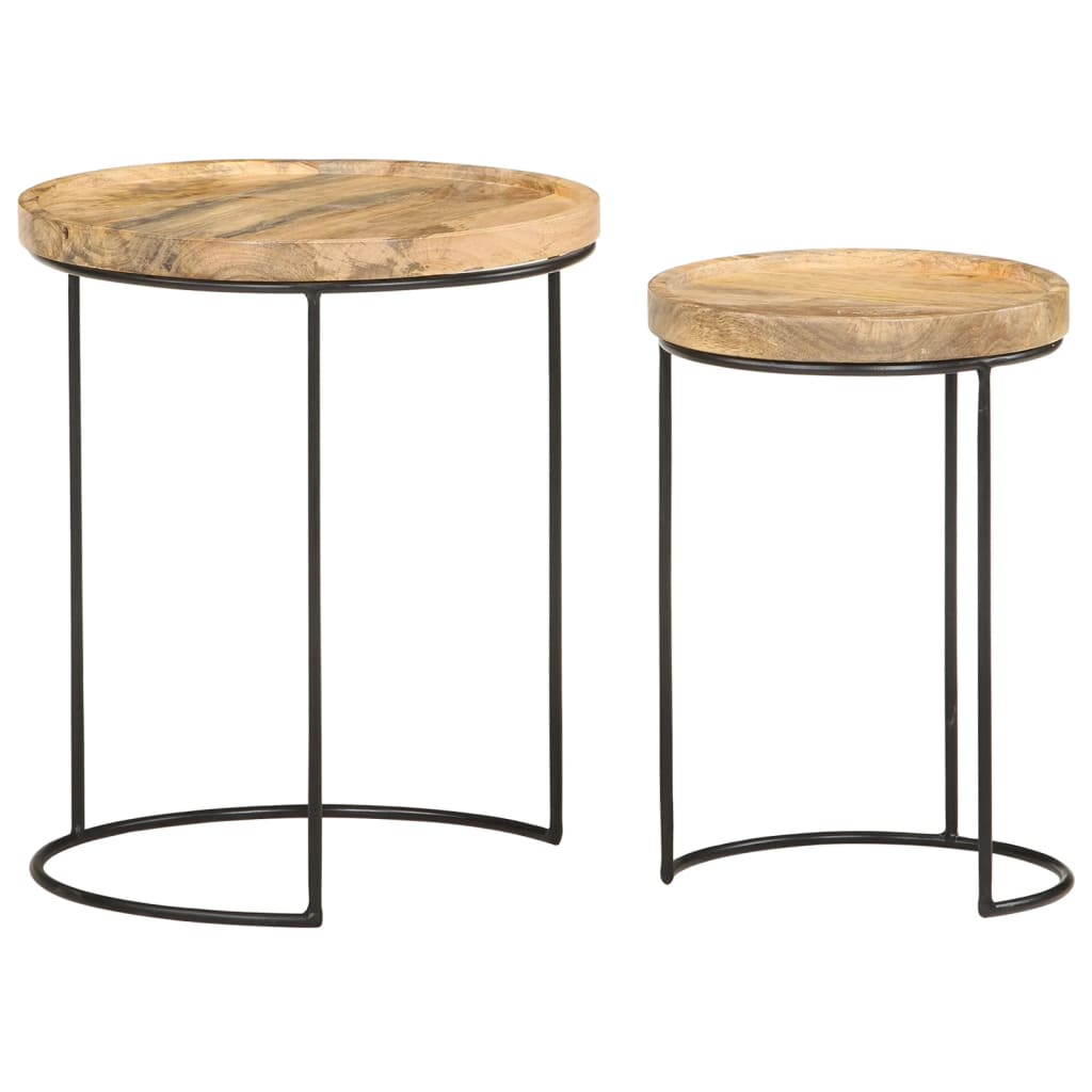 2-piece-coffee-table-set-solid-mango-wood-and-steel At Willow and Wine USA!