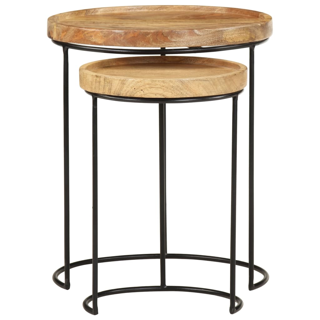 2-piece-coffee-table-set-solid-mango-wood-and-steel At Willow and Wine USA!