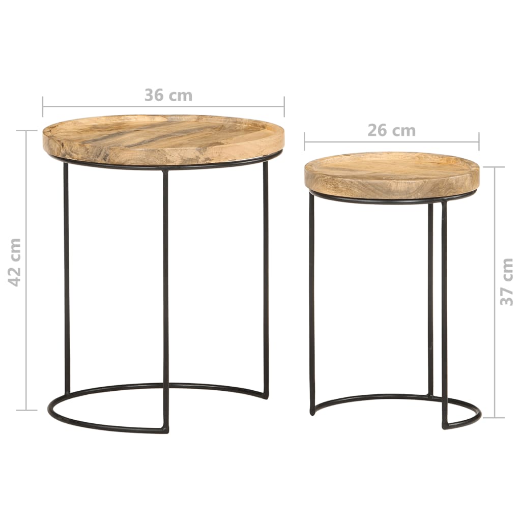 2-piece-coffee-table-set-solid-mango-wood-and-steel At Willow and Wine USA!