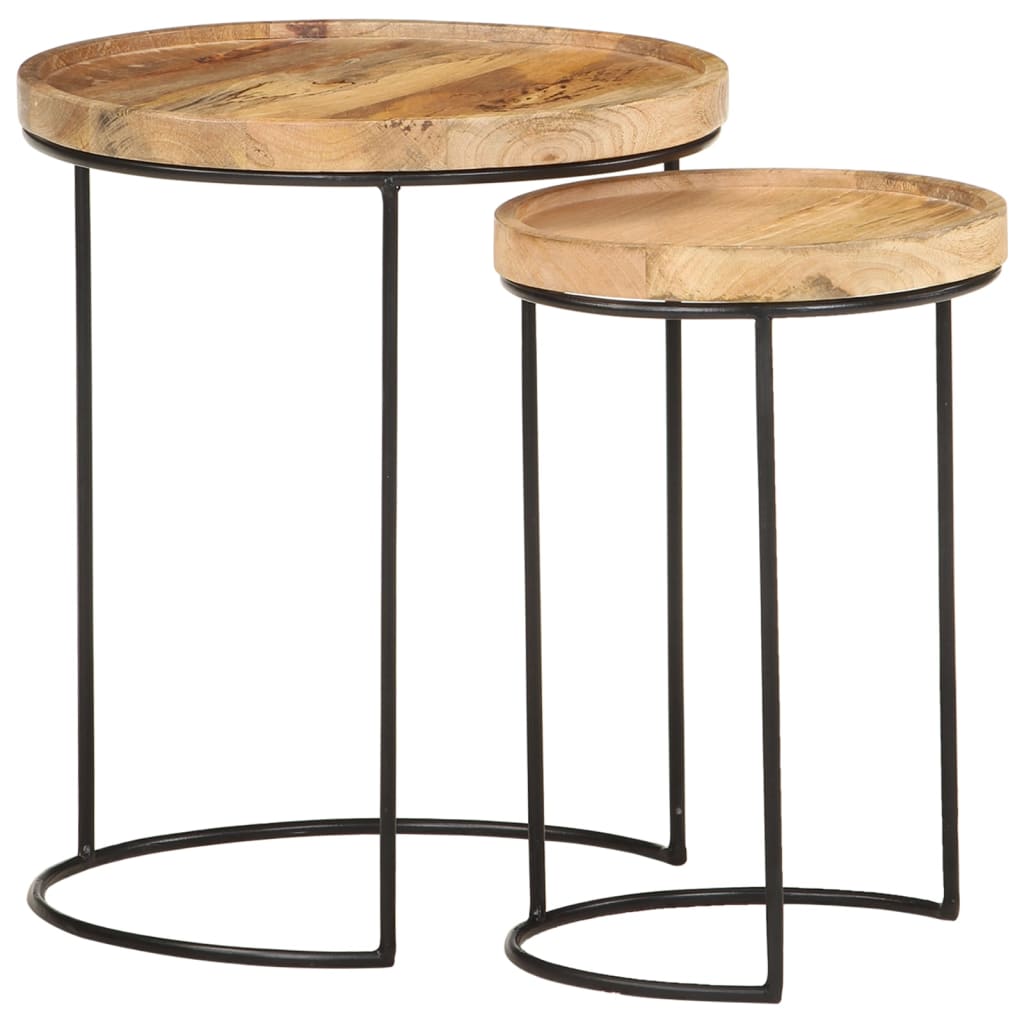 2-piece-coffee-table-set-solid-mango-wood-and-steel At Willow and Wine USA!