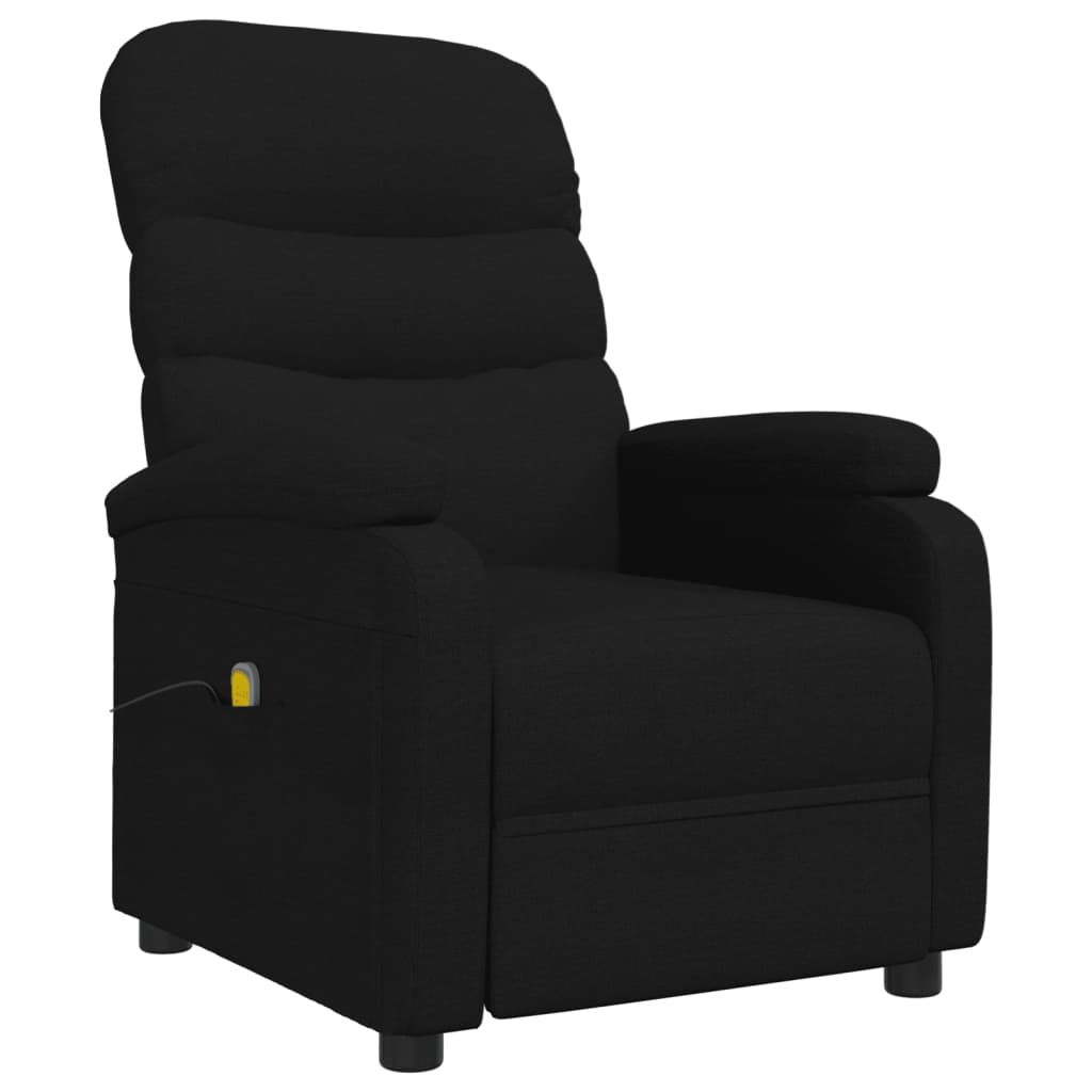 Massage Recliner Black Fabric