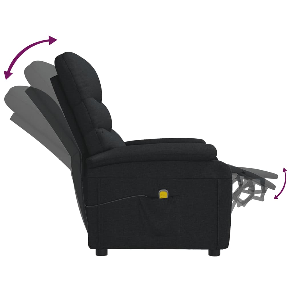 Massage Recliner Black Fabric