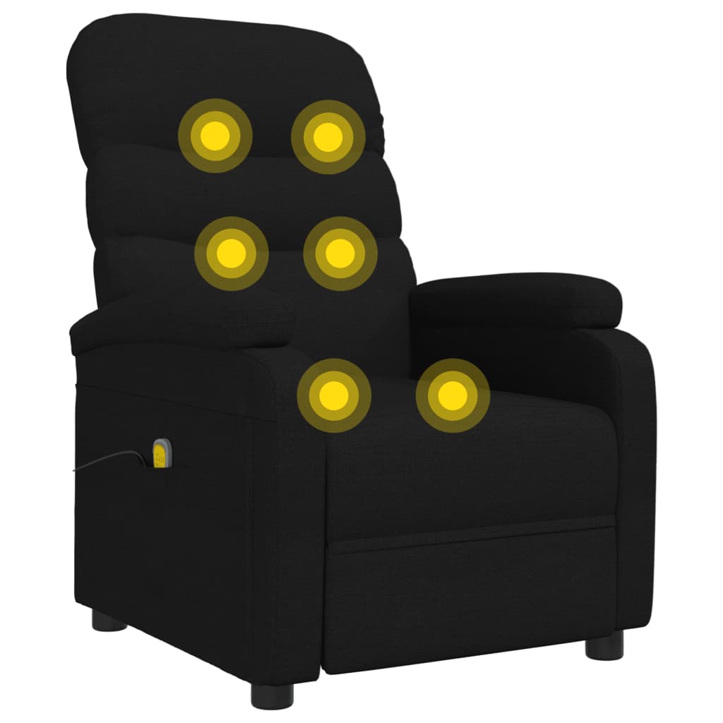 Massage Recliner Black Fabric