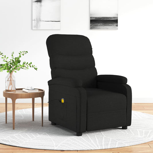 Massage Recliner Black Fabric