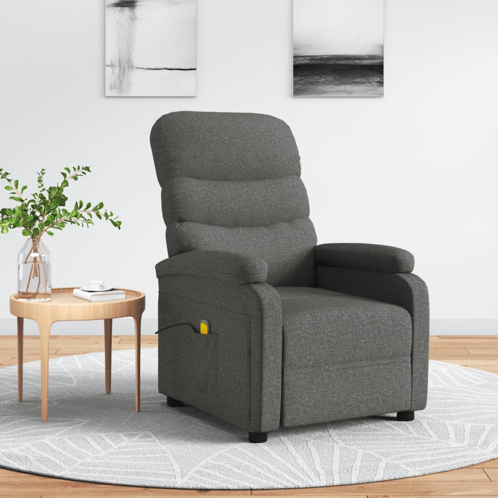 Massage Recliner Black Fabric