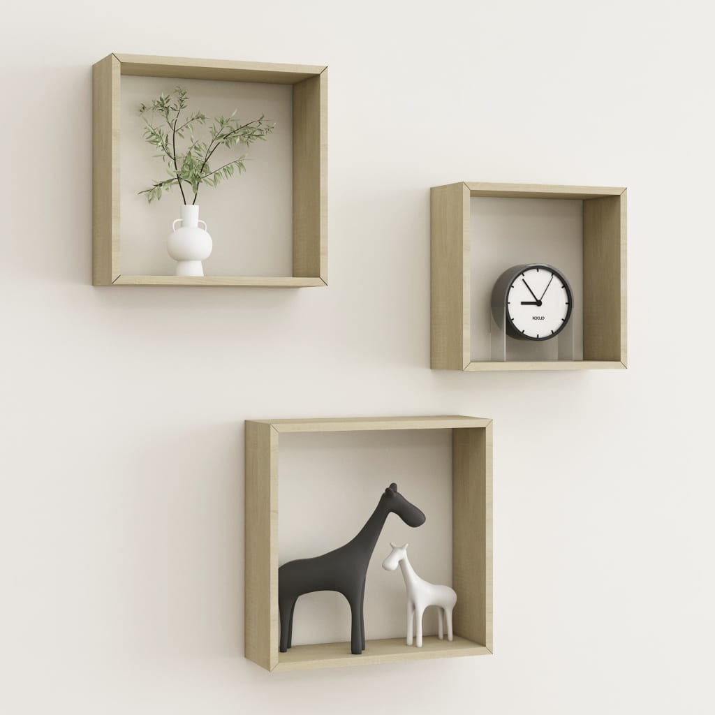 wall-cube-shelves-3-pcs-white-and-sonoma-oak At Willow and Wine USA!