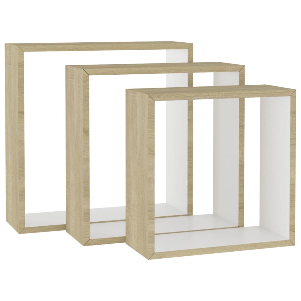 wall-cube-shelves-3-pcs-white-and-sonoma-oak At Willow and Wine USA!