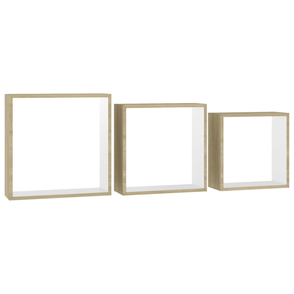 wall-cube-shelves-3-pcs-white-and-sonoma-oak At Willow and Wine USA!