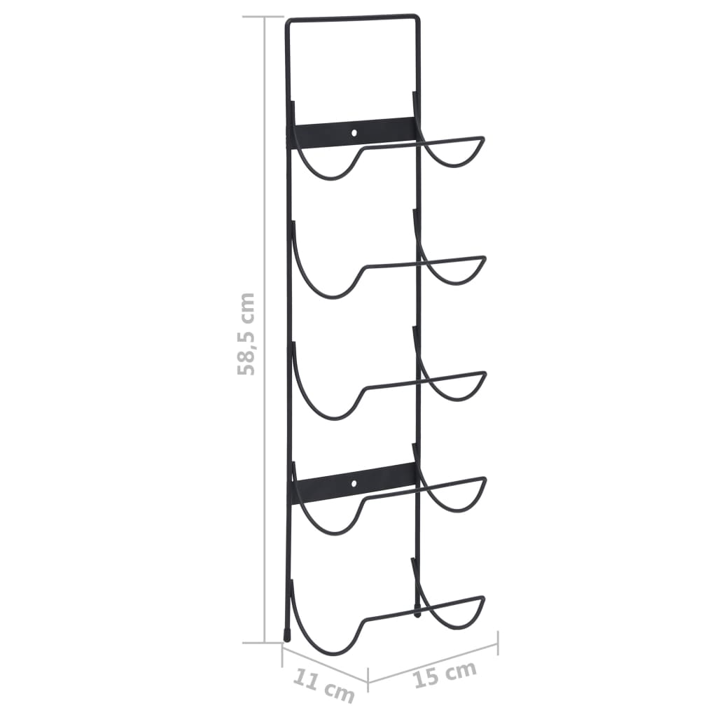 wall-mounted-wine-rack-for-5-bottles-black-iron At Willow and Wine USA!