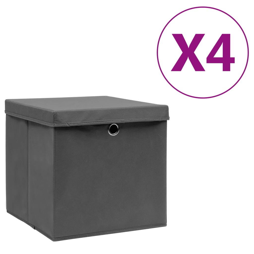 storage-boxes-4-pcs-non-woven-fabric-11-x11-x11-gray-813971 At Willow and Wine USA!