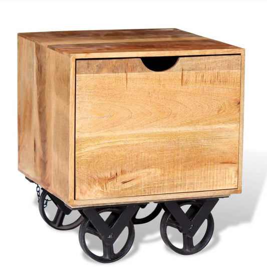 side-table-with-drawer-wheels-solid-mango-wood-15-7-x15-7-x17-7 At Willow and Wine USA!