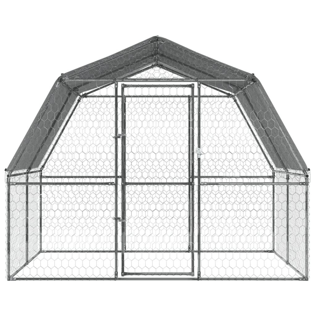 Bird Cages 2 pcs with Roof and Door Silver Galvanized Steel