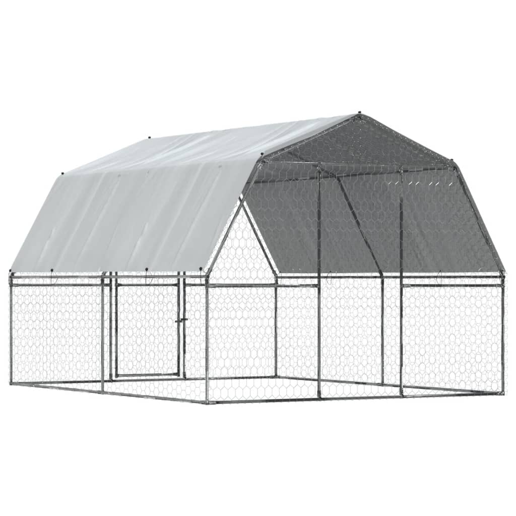 Bird Cages 2 pcs with Roof and Door Silver Galvanized Steel