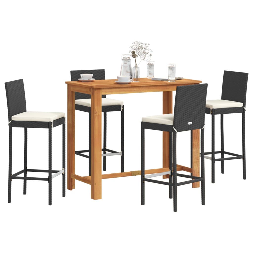 5-piece-patio-bar-set-black-solid-wood-acacia-and-poly-rattan-929485 At Willow and Wine USA!