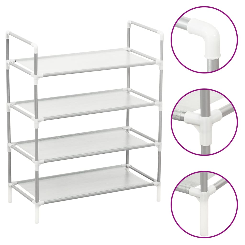 shoe-rack-with-8-shelves-metal-and-non-woven-fabric-silver-814566 At Willow and Wine USA!