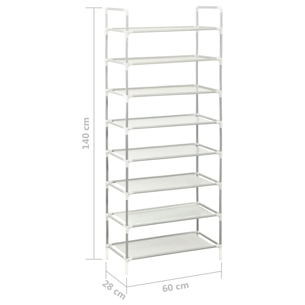 shoe-rack-with-8-shelves-metal-and-non-woven-fabric-silver-814566 At Willow and Wine USA!