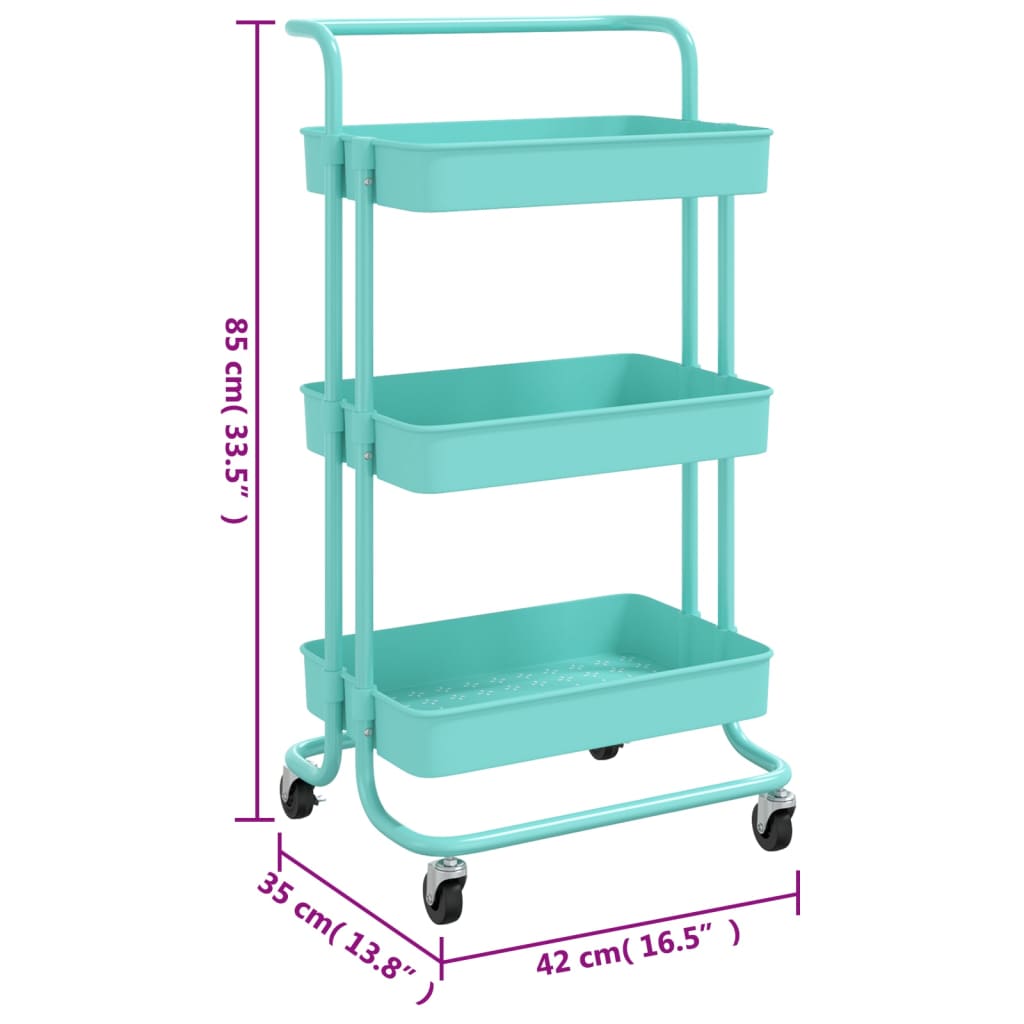 3-tier-kitchen-trolley-turquoise-16-5-x13-8-x33-5-iron-and-abs At Willow and Wine USA!