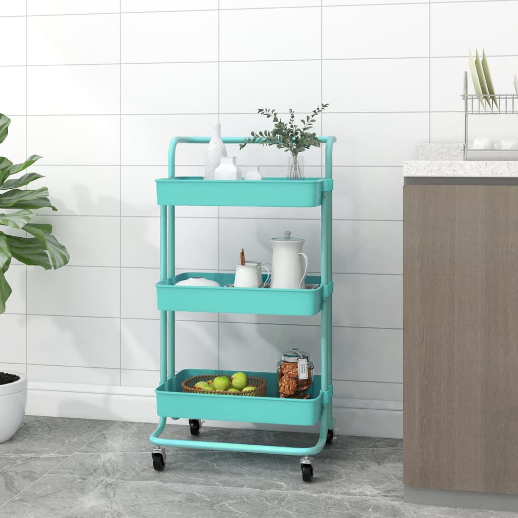 3-tier-kitchen-trolley-turquoise-16-5-x13-8-x33-5-iron-and-abs At Willow and Wine USA!