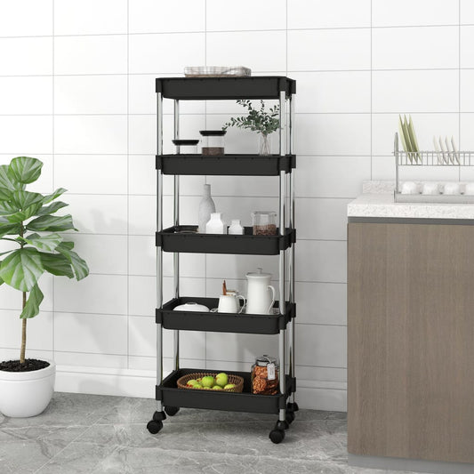 5-tier-kitchen-trolley-black-16-5-x11-4-x50-4-iron-and-abs At Willow and Wine USA!