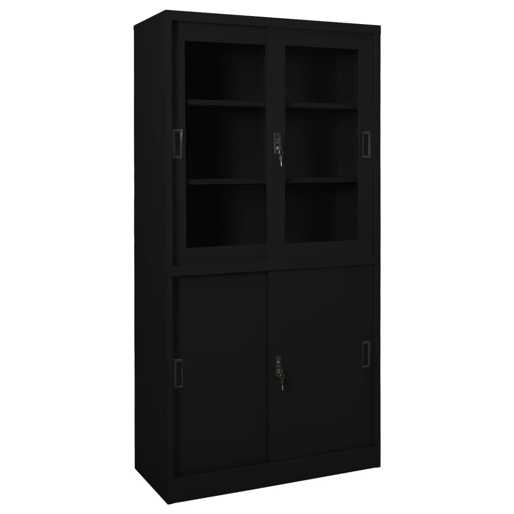 office-cabinet-with-sliding-door-anthracite-35-4-x15-7-x70-9-steel At Willow and Wine USA!