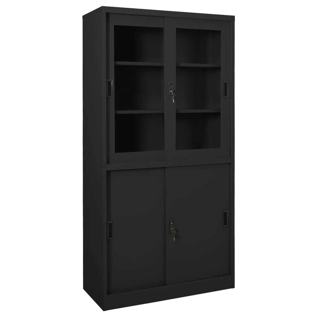 office-cabinet-with-sliding-door-anthracite-35-4-x15-7-x70-9-steel At Willow and Wine USA!