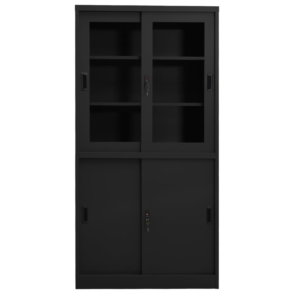 office-cabinet-with-sliding-door-anthracite-35-4-x15-7-x70-9-steel At Willow and Wine USA!